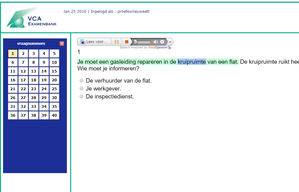 Voorleesexamen VCA Basis