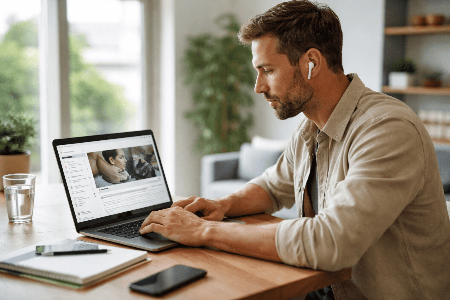 Deelnemer bereidt zich voor op VCA basis examen via e-learning op laptop